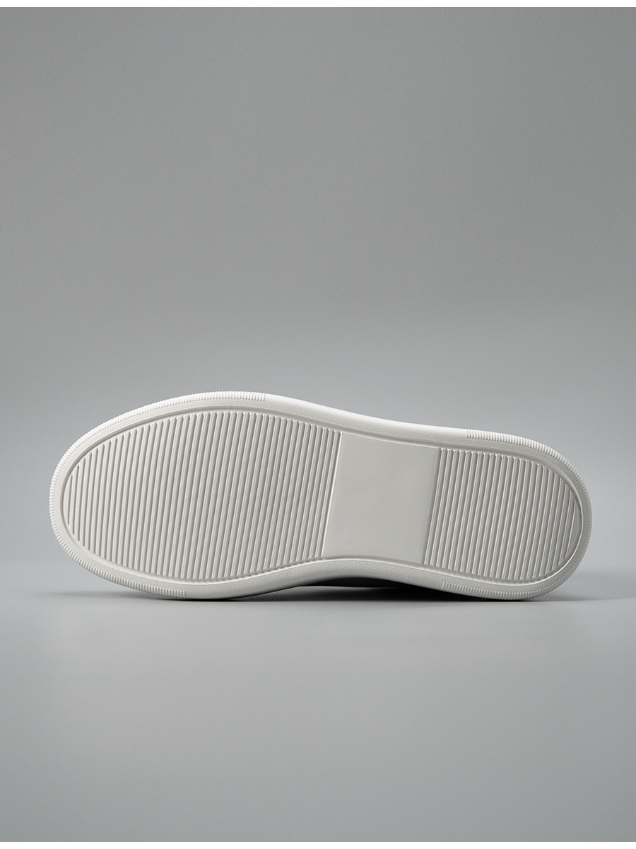Giày sneaker nam tối giản da bò đế dày, giày trắng đa năng phong cách công sở — Màu trắng