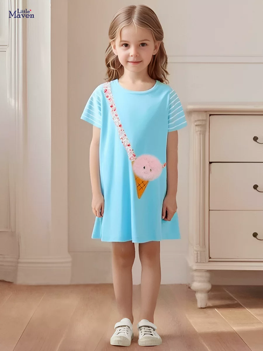 Grosir pakaian anak pabrik musim panas, gaun kartun anak perempuan baru