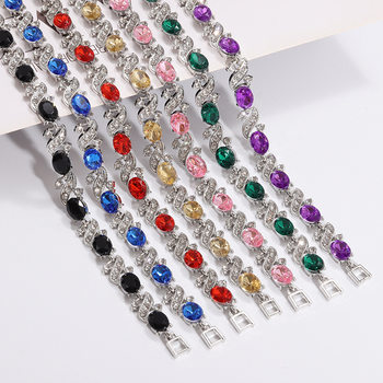 Cross-Border Supply Cross-Shaped Color Jewelry Zircon Seven-Color European and American Bracelets Multi-Color Optional Women's Bracelets Wholesale