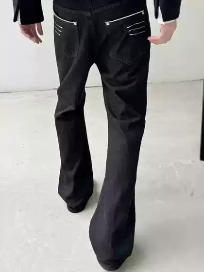 Raw Denim 13-Ounce Four-Thread Narrow Embroidery Special Edition Slightly Flared High-Waisted Versatile Workwear Jeans Cleanfit