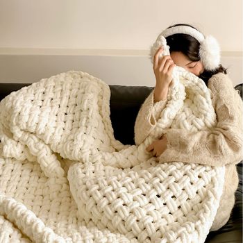 Ins Scandinavian Hand-Knitted Wool Blanket Hand-Knitted Blanket Sofa Cover Blanket Home Blanket Bedroom Bedside Blanket