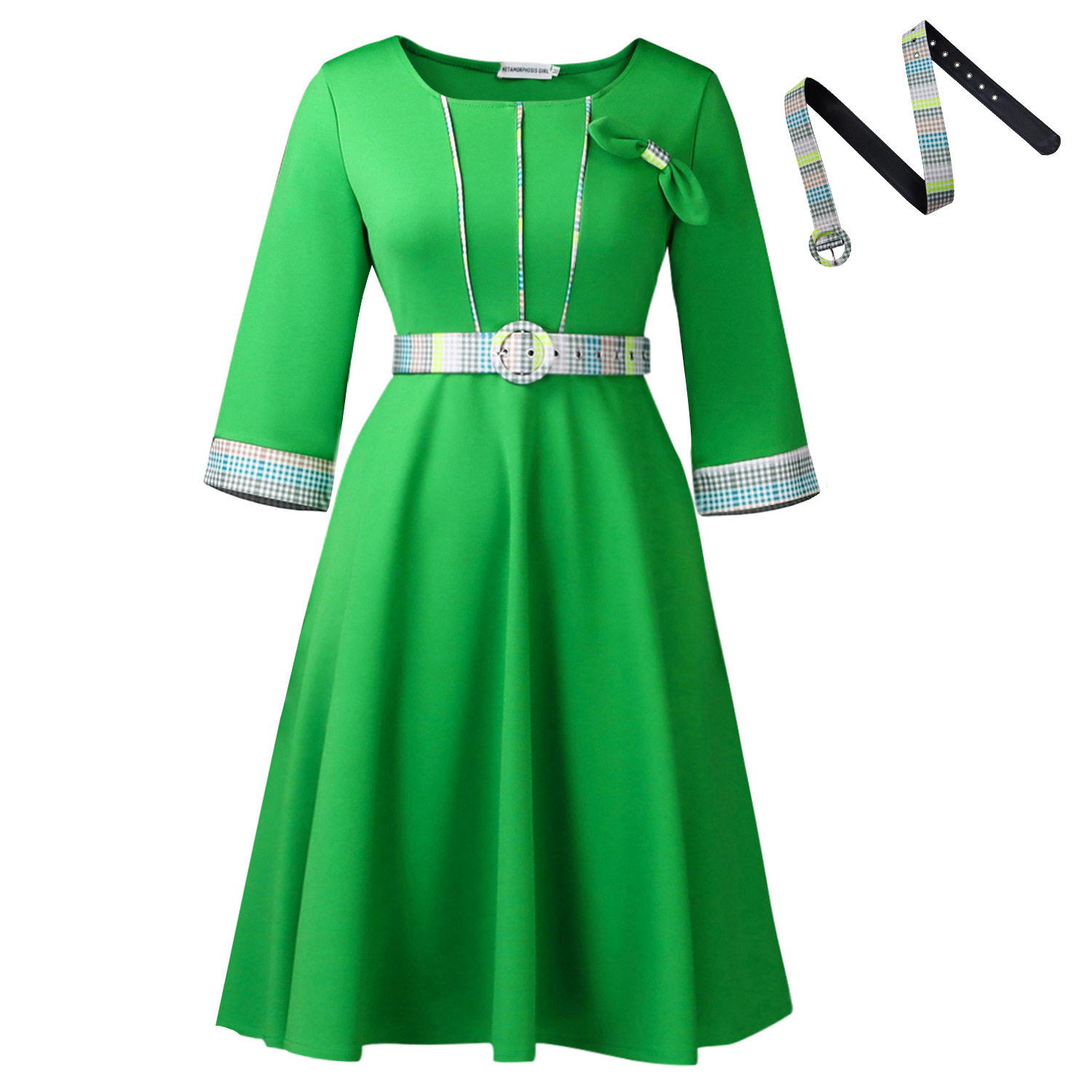 Elegant Womens African Dress Round Neck Color Block Design Fashionable Style Perfect for Parties and Events