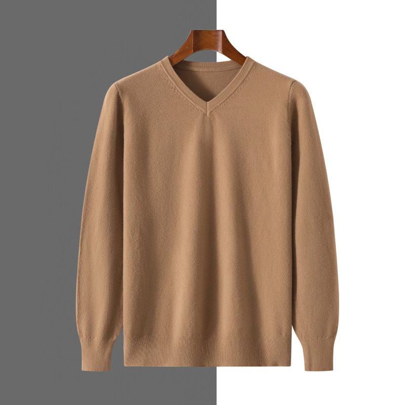 男士羊绒衫v领打底毛衣秋冬套头商务休闲内搭打底针织衫上衣