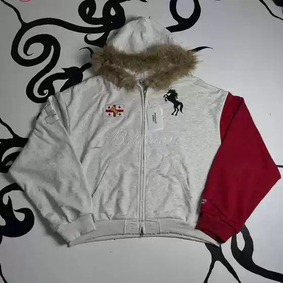 Cross-Border New Year European and American High Street Fashion Fur Collar Embroidered Hooded Sweatshirt Unisex Casual Jacket