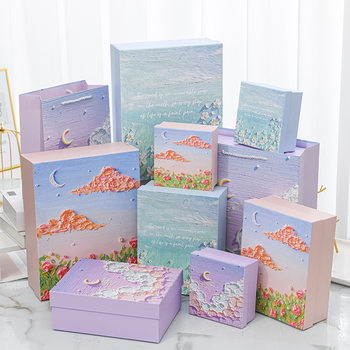Creative Oil Painting Gift Box Stereoscopic Gift Box Birthday Gift Box Student Gift Box Large Gift Box Empty Box