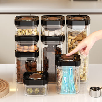 Kitchen Sealed Jar Push-Type Storage Jar Food-Grade Flour Snacks Grain Storage Box Household Storage Jar