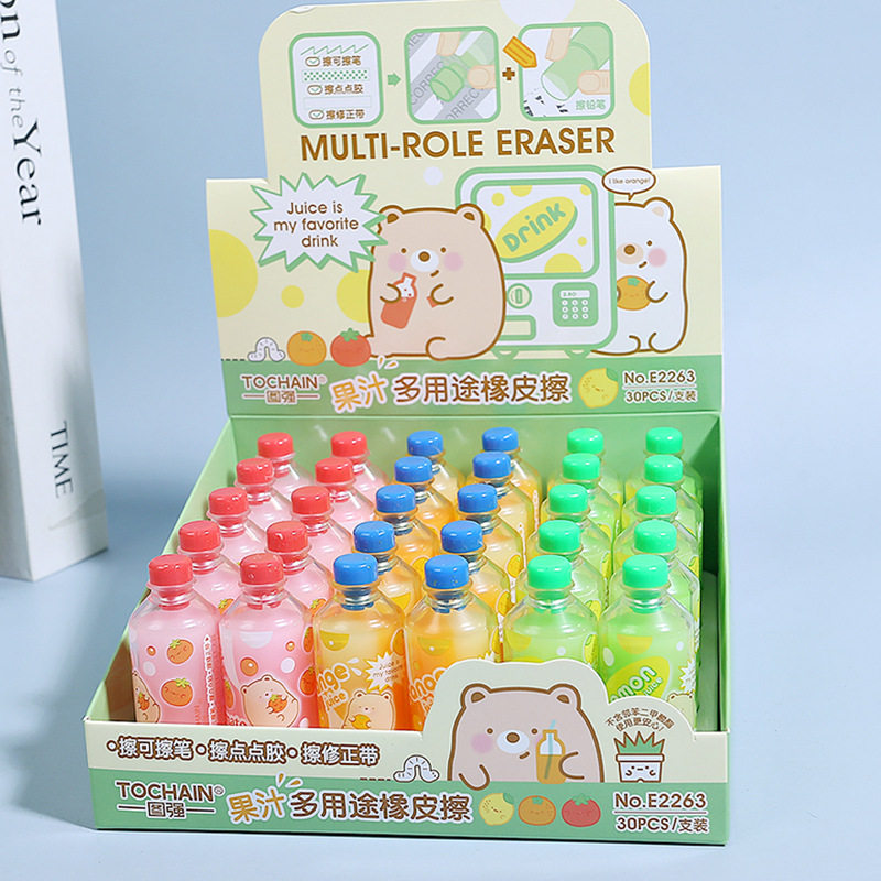 Cute Tuanzi Beverage Bottle Eraser Creative Modeling Pencil Eraser Art Cartoon Examination Sketch Clean Eraser