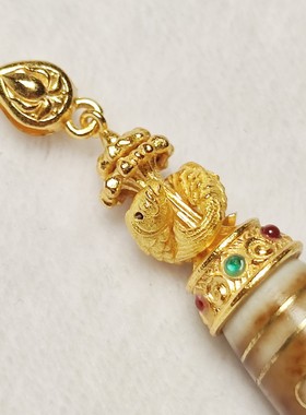 白色钙化天珠虎牙玛瑙组装吊坠女