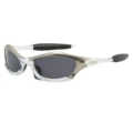 Transparent silver frame with gray lenses