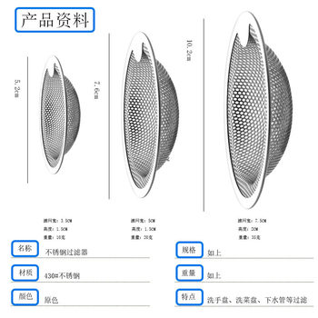 Stainless Steel Filter Rooftop Floor Drain Outdoor Sewer Sink Anti-Blocking and Anti-Rat Mesh Cover Kitchen Dishwashing Basin