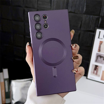 Suitable for Samsung S25Fe Phone Case, Magnetic Suction, S25Edge Metallic Paint Matte, S24Ultra Anti-Drop, S23P Full Coverage