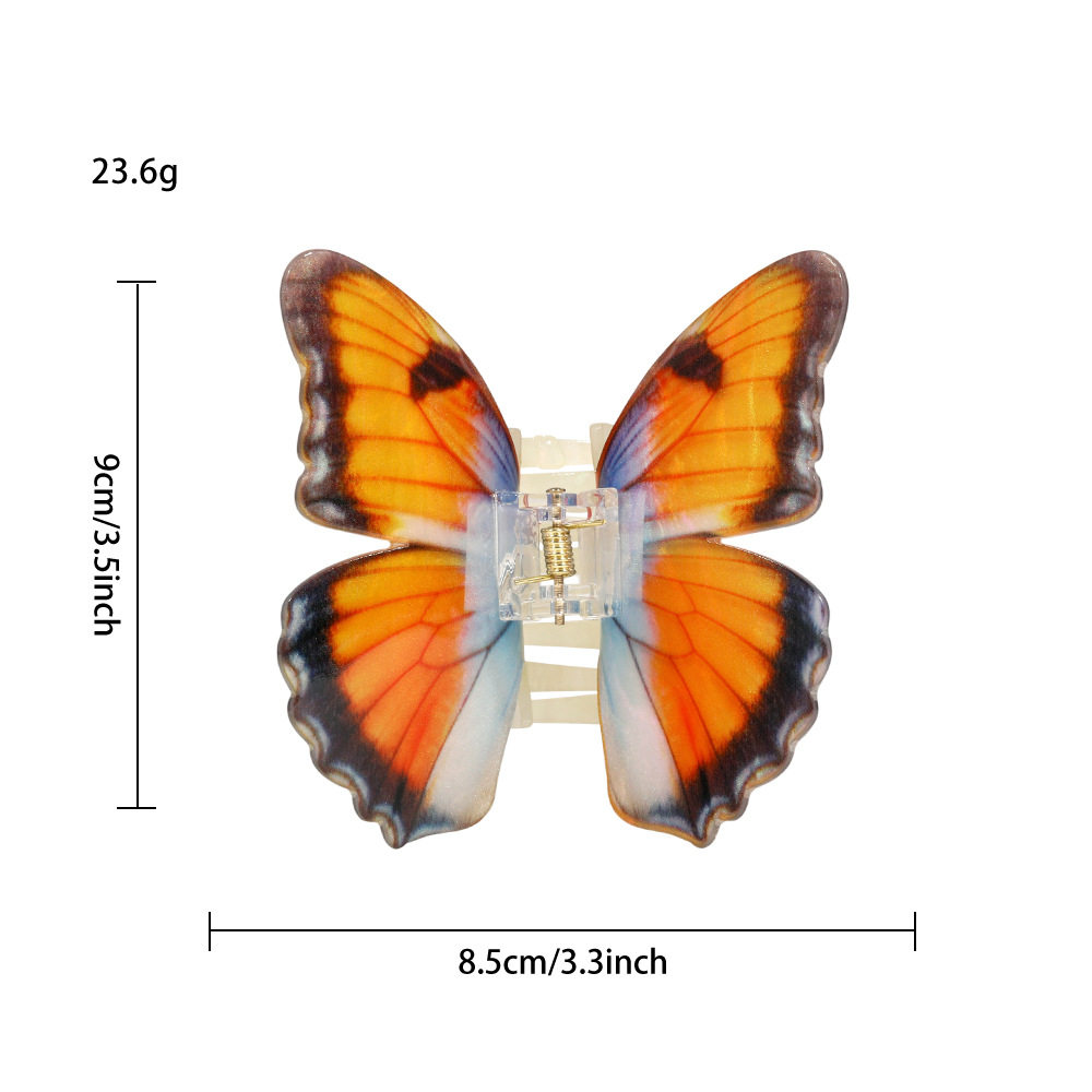 跨境超好看仿镇蝴蝶抓夹女高级感半扎发醋酸发夹后脑勺鲨鱼夹头饰