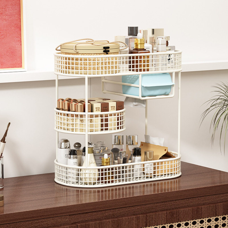 Cosmetic Storage Box Dressing Table Storage Rack Desktop Advanced Sense Toilet Washstand Dust-proof Skin Care Arrangement Cabinet