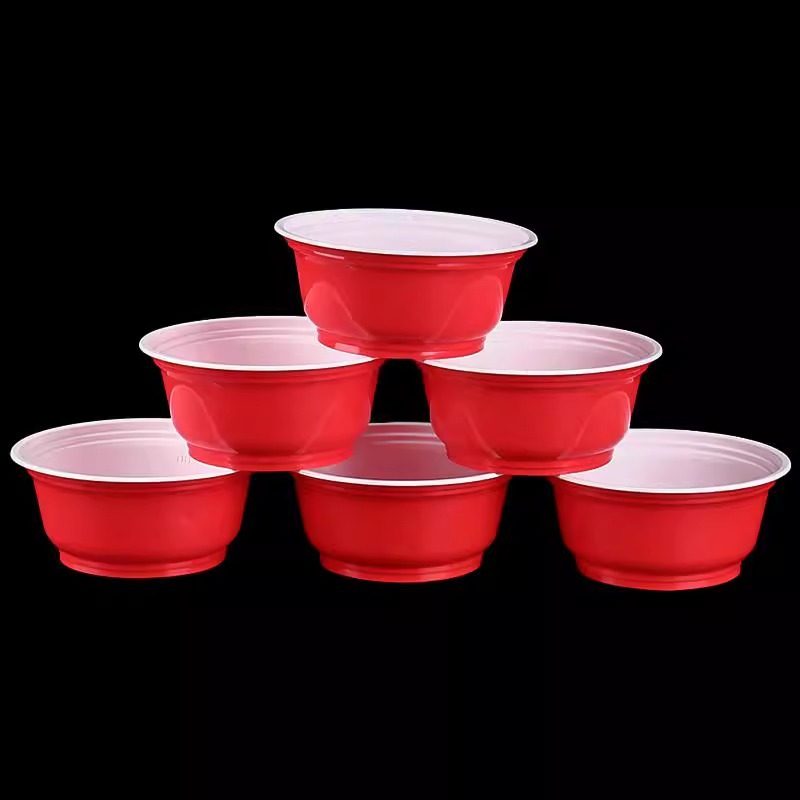 20 disposable bowls red household banquet bowl chopsticks suit wedding wedding rice bowl round plastic bowl high temperature resistant