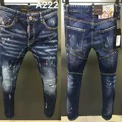 A222 Spliced D2 High Street Trendy Brand Jeans American Cross-border Men's Denim Pants European Station Denim