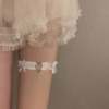 Bow love Bell leg ring female punk lace thigh jewelry neck strap collar clavicle chain accessories leg chain