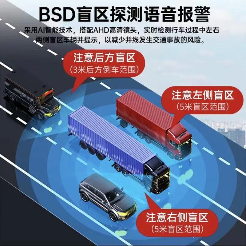 Cross-Mirror Semi-Trailer Truck Five-Way Monitoring High-Definition Night Vision Reversing Image 12V24V Universal 5-Way Recorder Mp5