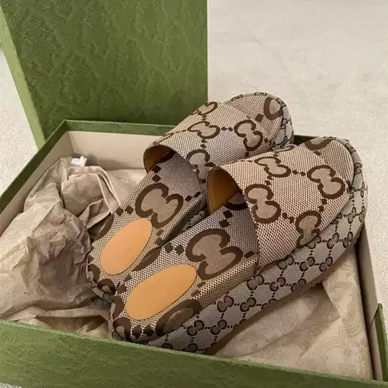 G Home 2023 New Internet Celebrity Summer Factory Direct Sales Embroidered Slippers Printed Increased Thick Sole Casual One-Word Women's Sandals