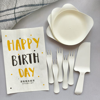 Water Drop Plate Set Birthday Cake Cutlery Plate Disposable Plastic Cutlery Cake Shop Party Tableware Set