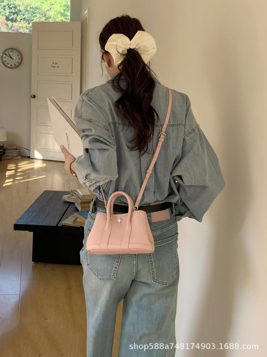 サクラピンク+ロングショルダーストラップ、第一層牛革