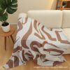 Autumn and Winter New Scandinavian Geometric Ins Style Knitted Half-Sided Plush Blanket Sofa Decorative Blanket Nap Blanket Black Coffee