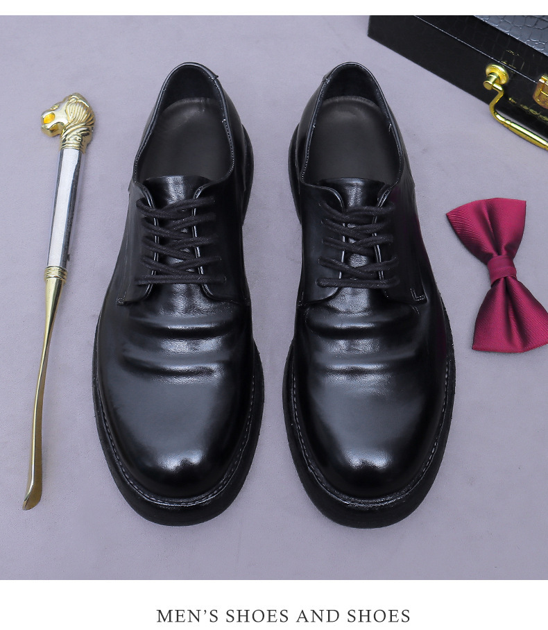 Giày Derby nam da ngựa thật thủ công đế da Goodyear mũi tròn — Màu nâu, Màu đen, Màu cà phê