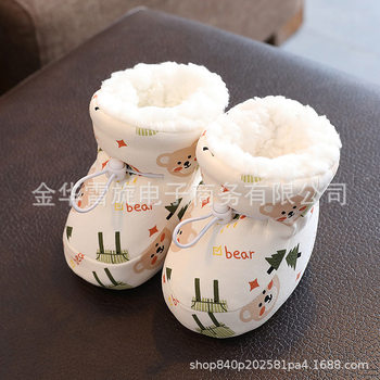 Winter baby shoes and socks 0-1 years old 3-6-9 months baby boys and girls fleece-lined thickened soft sole foot cover newborn cotton shoes 10