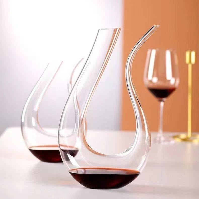 Factory Direct Sales Crystal Glass Decanter Creative Split Harp U-Shaped Swan Pot Red Wine