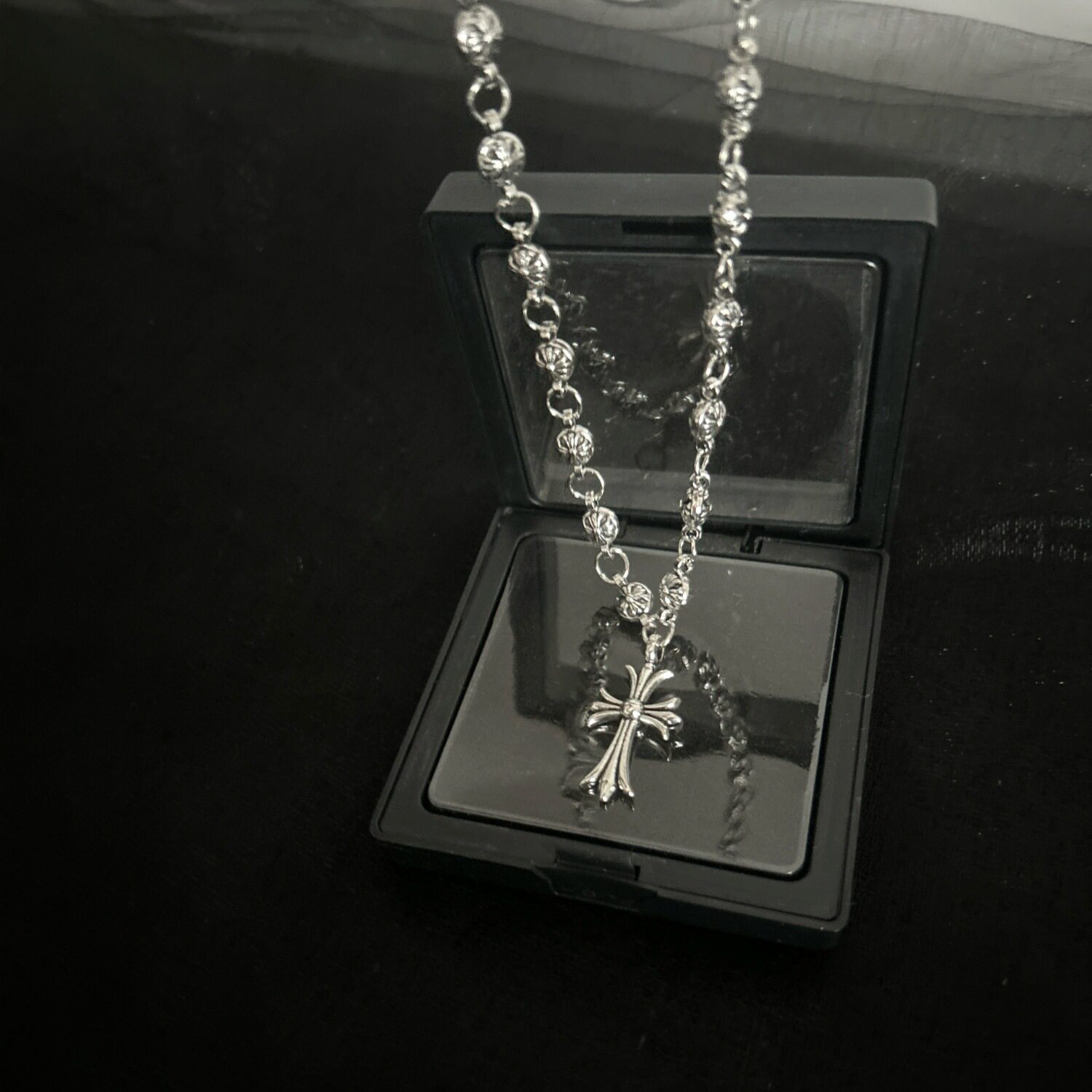 European and American Retro Cross Necklace for Men, Street Hip-Hop Trendy Brand Cross Pendant Necklace, Handmade Chain, Couple Accessories