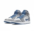 Leather AJ1 Mid White Blue Gray