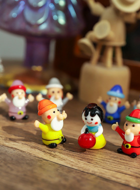 淄博博山琉璃小摆件工艺品水晶白雪公主七个小矮人玻璃车载装饰品