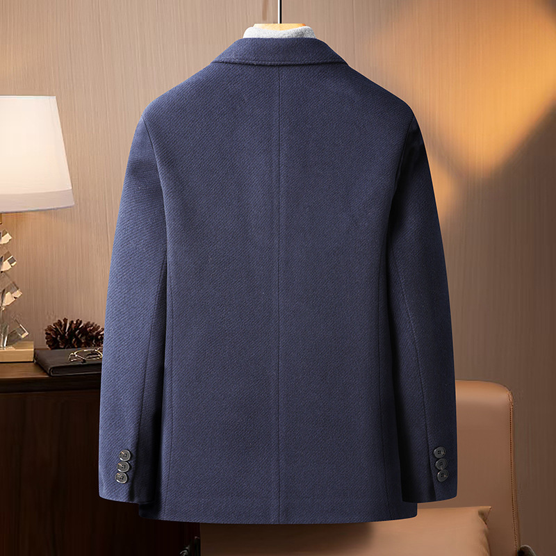 Áo blazer nam len phong cách công sở nhẹ, dáng vừa vặn, tay dài — màu be, màu xanh hải quân