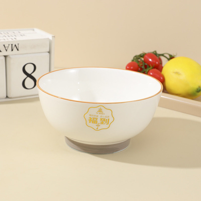 Factory wholesale with inner box barcode double color bowl simple dish household dish ceramic deep plate creative dinner plate rice bowl