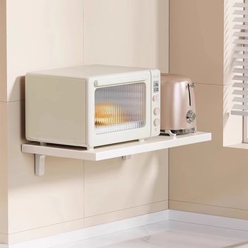 Microwave Oven Rack Kitchen Wall-Mounted Oven Rice Cooker Multi-Functional Wall Bracket Punch-Free Storage Rack