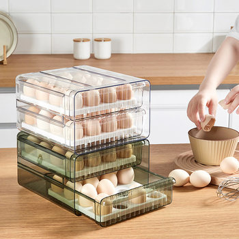 Transparent drawer egg storage box kitchen drawer pull-out fresh egg box double-layer refrigerator special egg tray