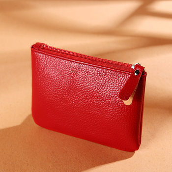 [Unisex] Coin Purse Women's 2021 New Litchi Zipper Coin Bag Solid Color PU Soft Leather Card Bag