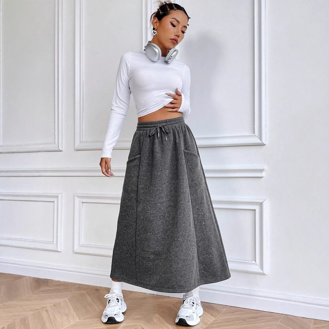 Casual Midi Skirt Elastic Waist Versatile Design Autumn Winter Style Wholesale Availability bulk order