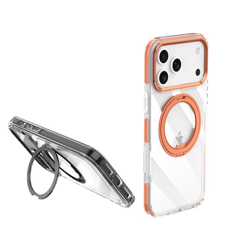 Suitable for Iphone17Promax Mobile Phone Case Two-Color Gear 360 Rotating Magnetic Stand Apple 16 Protective Cover
