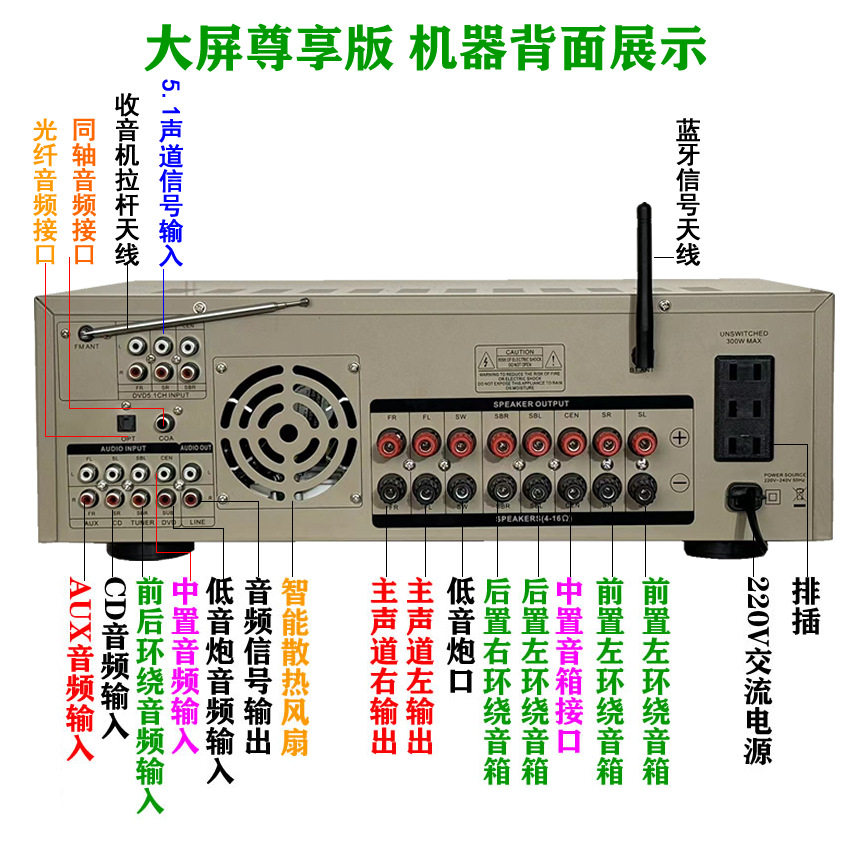 STARKLOK 7.1 large screen new flagship machine 8000SW all aluminum alloy body double ring cattle partition power amplifier