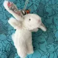 Short-legged floral white bonnie rabbit pendant