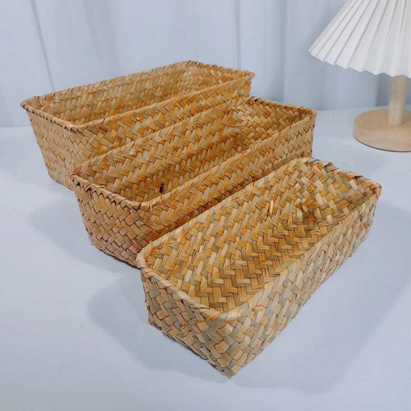 Factory Direct straw storage box sundries storage basket woven storage basket non-rattan wicker crafts wholesale