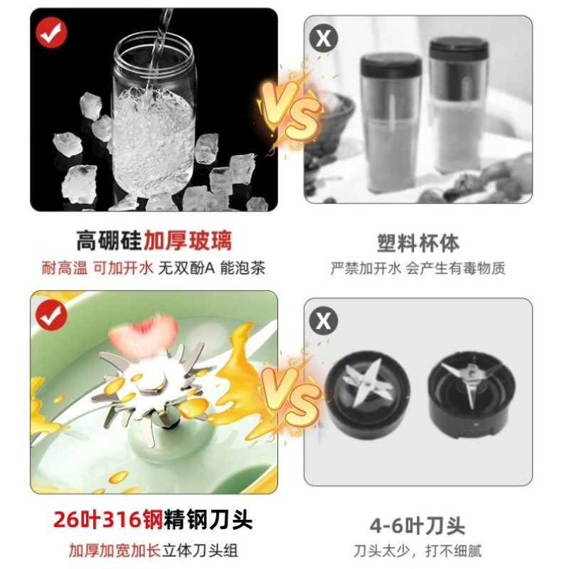 欧觅榨汁机便携式玻璃榨汁杯家用多功能榨果汁吨吨杯静音现榨果蔬