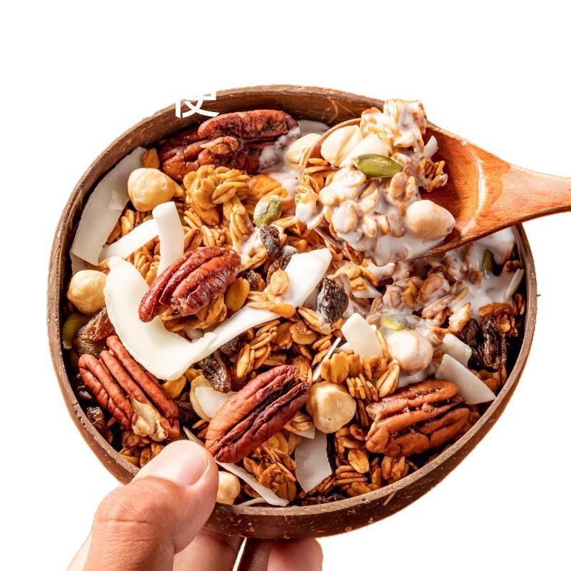 Black tea fig hazelnut dark chocolate nut oatmeal cereal meal replacement full breakfast mixed with yogurt meal replacement ready to eat