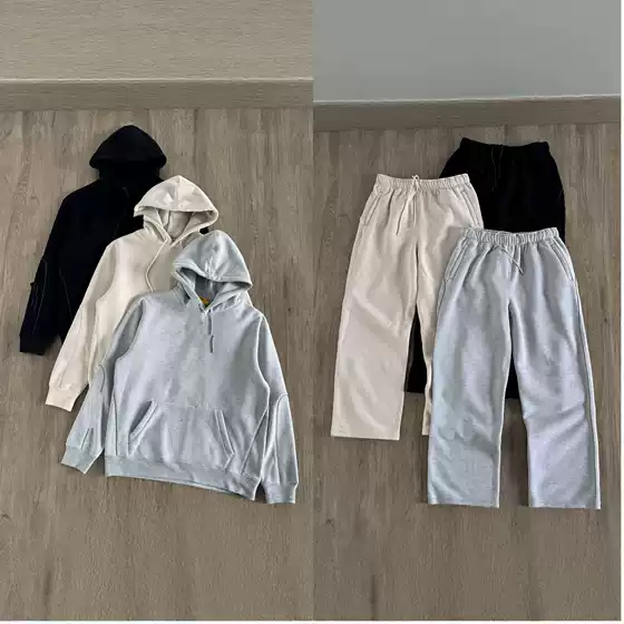 Collaboration Series Dental Floss 3m Reflective Strip Logo Print Sports Composite Fleece Sweatshirt and Pants Set