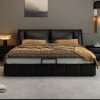 New Modern Light Luxury Leather Soft Bag Solid Wood Bed Minimalist Soft Bed Double Small Apartment Multifunctional Master Bedroom Queen Bed