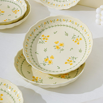 Japanese-Style New Home Plates, Dish Plates, Steamed Fish Plates, Ceramic Dinner Plates, High-End Double-Eared Plates, Deep Plate Tableware