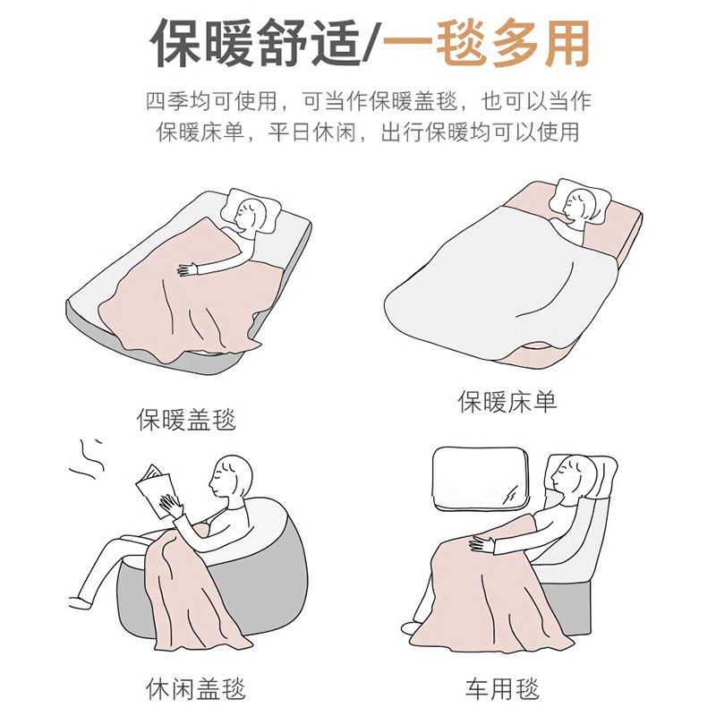 Raschel Blanket Winter Thickened fleece-lined Nap Cover Blanket Bed Sheet Person Dormitory Student Coral Flannel Quilt