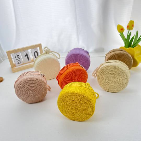 Children's Small Bag Straw Round Bag Woven Bag