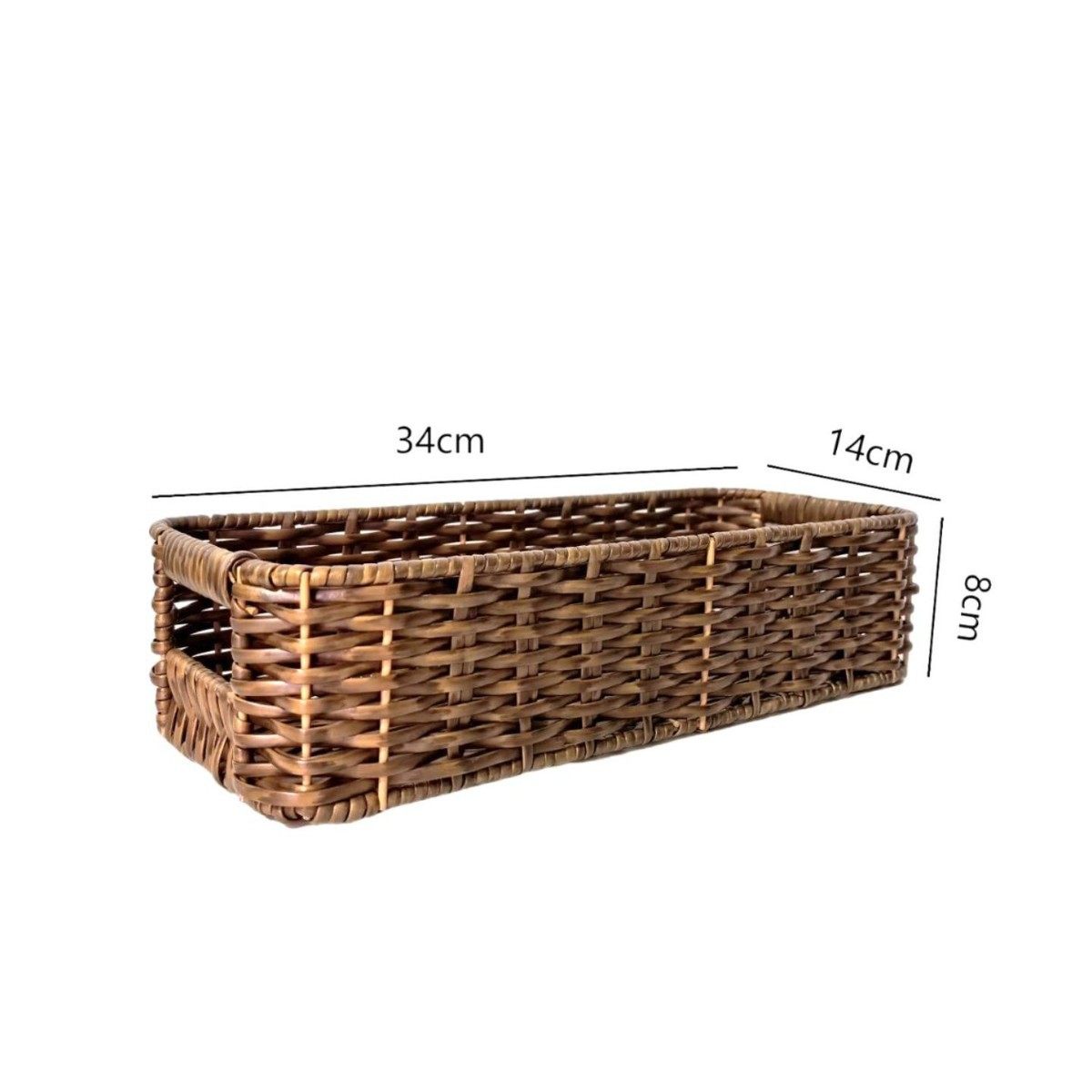Imitation Rattan Kitchen Storage Box Hand-Woven Basket Desktop Snack Sundry Storage Box Cosmetics Storage Basket