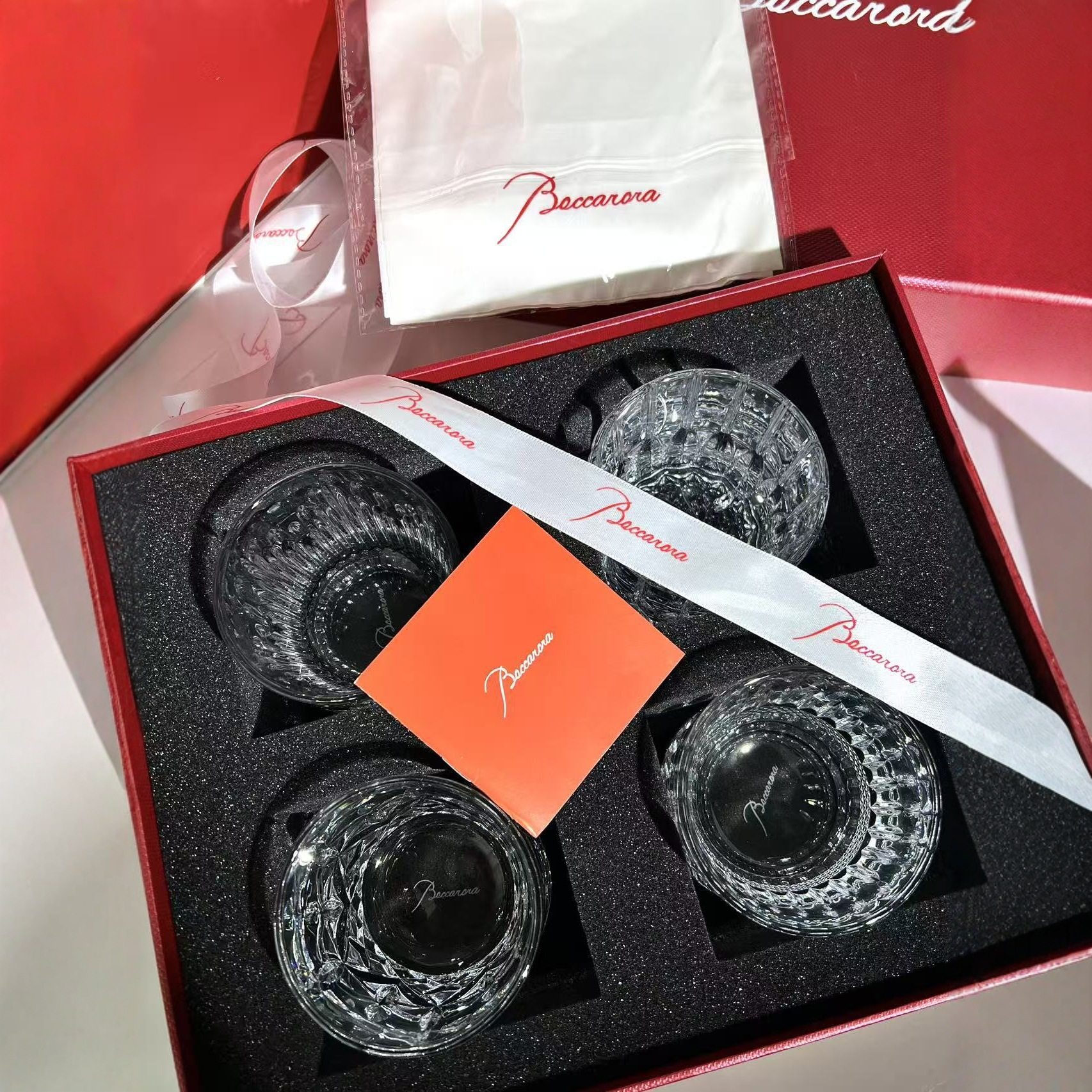 Bakana Light Luxury Style Whiskey Glass Thickened Crystal Glass Cup Engraved Wine Glass Set Gift Box